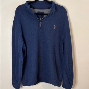 Men’s U.S. Polo Assn Blue Quarter Zip Pullover Pony Insignia Sz 2XL